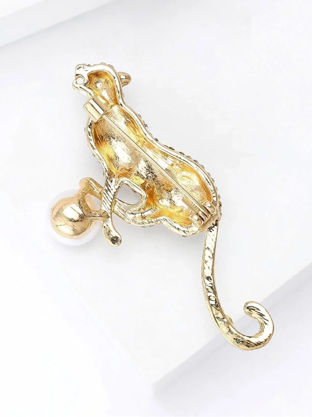 Leopard Statement Brooch with Pearl Accent